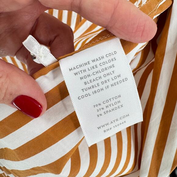 AYR The Deep End Oversized Striped Button Down Shirt Rust White XL Cotton - Picture 6 of 7